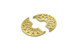 Ethnic Brass Pendant, Raw Brass Semi Circle Pendants with 2 Loops (37x23x14x1 mm) N0281