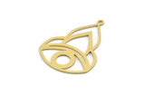 Brass Eye Charm, 6 Raw Brass Eye Charms With 1 Loop, Findings (30x22x0.60mm) SMP0309
