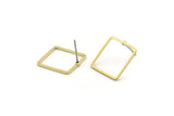 Brass Square Earring, 10 Raw Brass Square Stud Earrings (15x0.80mm) BS 1858 A6875