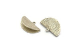 Half Moon Crimp, 2 Antique Silver Plated Brass Textured Ribbon Crimp End With 1 Loop, Findings (25x15mm) E588