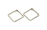 Square Silver Charm, 6 Antique Silver Plated Brass Square Connectors with 2 holes (30x3x0.80mm) BS 2306