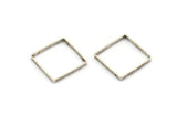 Square Silver Charm, 6 Antique Silver Plated Brass Square Connectors with 2 holes (30x3x0.80mm) BS 2306