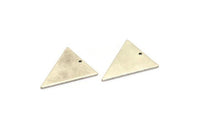 Gümüş Üçgen Charm, 1 Delikli 6 Antik Gümüş Kaplama Pirinç Üçgen Charm (28x22x1mm) BS 2349