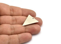 Gümüş Üçgen Charm, 1 Delikli 6 Antik Gümüş Kaplama Pirinç Üçgen Charm (28x22x1mm) BS 2349