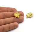 Brass Flower Charm, Raw Brass Flower Shape Charms With 1 Loop, Charm Pendants, Findings (21x19mm) N2297