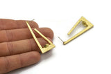 Earring Studs, 2 Raw Brass - Triangle Shaped Stud Earrings With Pad For 7mm Stone - Brass Earrings - Earrings (48x20x2mm) N2412