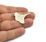 Silver Ginkgo Pendant, 4 Antique Silver Plated Brass Ginkgo Leaf Charms With 1 Hole (37x31x0.60mm) BS 2244