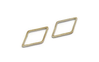Silver Diamond Charm, 24 Silver Tone Open Diamond Ring Charms (23x13.5x1mm) D0028 H0389