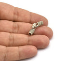 Leather Hook Caps, 2 Antique Silver Plated Brass Leather Cord Ends, Hook Ends For 3mm Leather Cord (16x13x5.5mm) N0308