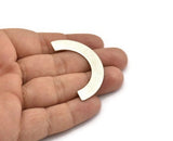 Silver Geometric Pendant, 4 Antique Silver Plated Brass Semi Circle Blanks, Geometric Pendant, Findings (50x25x8x0.8mm) BS 1866