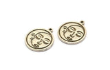 Silver Round Charm, 2 Antique Silver Plated Brass Round Charms With 1 Loop, Cloud Findings, Crescent Moon Findings (19x17x1.4mm) N2398