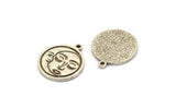 Silver Round Charm, 2 Antique Silver Plated Brass Round Charms With 1 Loop, Cloud Findings, Crescent Moon Findings (19x17x1.4mm) N2398