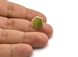 Brass Hexagon Earring, 8 Raw Brass Hexagon Stud Earrings With 1 Hole (12.5x1mm)  D0117 A6860