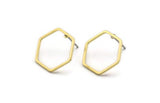 Hexagon Ring Earrings, 8 Raw Brass Hexagon Stud Earrings (16x0.80mm) Bs-1165 A3646