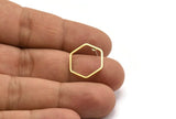Hexagon Ring Earrings, 8 Raw Brass Hexagon Stud Earrings (16x0.80mm) Bs-1165 A3646