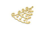 Brass Tree Charm, 4 Raw Brass Tree Charms With 1 Loop, Pendant, Findings (34x31x0.60mm) SMP0320