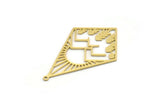 Brass Diamond Charm, 4 Raw Brass Mountain Charms With 1 Loop, Sun Rising Charms, Findings (42x26x0.60mm) SMP0346 A2615