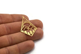 Brass Diamond Charm, 4 Raw Brass Mountain Charms With 1 Loop, Sun Rising Charms, Findings (42x26x0.60mm) SMP0346 A2615