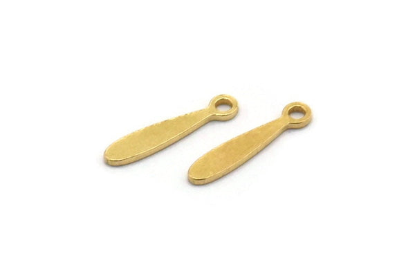 Brass Drop Charm, Raw Brass Tiny Drop Charms With 1 Loop, Earrings, Findings (12x2x0.60mm) SMP0398 A3074
