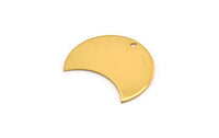 Gold Crescent, 2 Gold Plated Brass Crescent Shaped Moon Blanks (25x15x0.80mm) Moon4  D0494