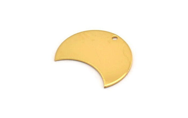 Gold Crescent, 2 Gold Plated Brass Crescent Shaped Moon Blanks (25x15x0.80mm) Moon4  D0494