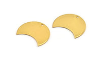 Gold Crescent, 2 Gold Plated Brass Crescent Shaped Moon Blanks (25x15x0.80mm) Moon4  D0494