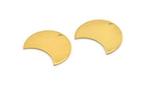 Gold Crescent, 2 Gold Plated Brass Crescent Shaped Moon Blanks (25x15x0.80mm) Moon4  D0494