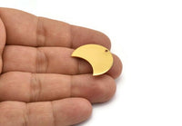 Gold Crescent, 2 Gold Plated Brass Crescent Shaped Moon Blanks (25x15x0.80mm) Moon4  D0494