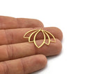 Brass Flower Charm, 8 Raw Brass Lotus Flower Charms With 1 Loop, Findings (28x32.5x0.80mm) SMP0623 SY0362