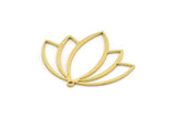 Brass Flower Charm, 8 Raw Brass Lotus Flower Charms With 1 Loop, Findings (28x32.5x0.80mm) SMP0623 SY0362