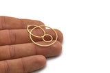 Brass Round Charm, 4 Raw Brass Round Shaped Charm With 1 Loop, Charm Pendants (38x30x0.80mm) SMP0624
