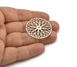 Silver Earring Charm, 4 Antique Silver Plated Brass Ethnic Motif Earring Charms, Findings (35mm) E419