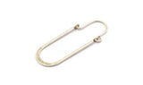 Silver Earring Wires, 4 Antique Silver Plated Brass Earring Studs, Wire Hoops  (40x13mm) D0576 H0937