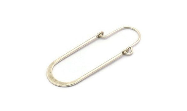 Silver Earring Wires, 4 Antique Silver Plated Brass Earring Studs, Wire Hoops  (40x13mm) D0576 H0937