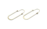 Silver Earring Wires, 4 Antique Silver Plated Brass Earring Studs, Wire Hoops  (40x13mm) D0576 H0937