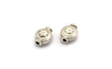 Tiny Silver Spacer Beads, 12 Antique Silver Plated Brass Floral Spacer Beads (6x8mm) N0254