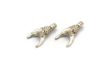 Dragon Claw Pendant, 4 Antique Silver Plated Brass Dragon Claw Charms, Necklace Pendants (16x8mm) N0384