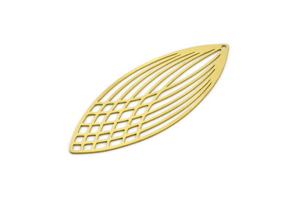 Brass Marquise Charm, 6 Raw Brass Marquise Earring Charms with 1 Hole, Pendants, Earrings, Findings (56x22x0.40mm) E027