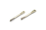 Silver Brass Connector, 12 Antique Silver Plated Brass Connectors With 2 Holes (21x0.5mm) E557