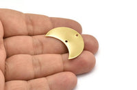 Gold Horn Pendant, 2 Gold Plated Brass Moons With 2 Holes (30x15x0.80mm) D0176