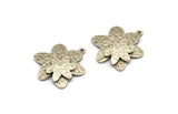 Silver Flower Charm, Antique Silver Plated Brass And Raw Copper Flower Charm With 1 Loop, Copper Charms, Mixed Material (27x24x3.5mm) N2209