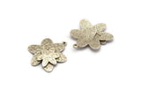 Silver Flower Charm, Antique Silver Plated Brass And Raw Copper Flower Charm With 1 Loop, Copper Charms, Mixed Material (27x24x3.5mm) N2209