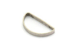 Silver Half Moon - 8 Antique Silver Plated Brass Semi Circle Connectors with 2 Holes (15x30x3x0.80mm) BS 1743