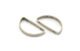 Silver Half Moon - 8 Antique Silver Plated Brass Semi Circle Connectors with 2 Holes (15x30x3x0.80mm) BS 1743