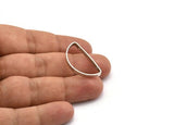 Silver Half Moon - 8 Antique Silver Plated Brass Semi Circle Connectors with 2 Holes (15x30x3x0.80mm) BS 1743