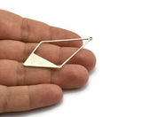 Silver Diamond Charm, 4 Antique Silver Plated Brass Diamond Charms With 1 Loop, Pendants, Findings (56x27.5x0.8mm) E628