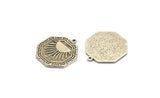 Silver Octagon Charm, Antique Silver Plated Brass Octagon Charm With 1 Loop, Sun Findings, Sunshine Findings (28x25x1.5mm) N2171