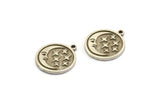 Silver Round Charm, 4 Antique Silver Plated Brass Crescent Moon And Star Charms With 1 Loop, Findings (19x17x1.4mm) N2326