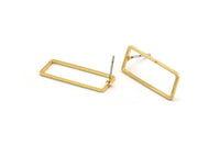 Gold Rectangle Earring, 8 Gold Plated Brass Rectangle Stud Earrings (9x24x0.8mm) D0329 A1780