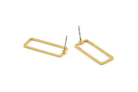 Gold Rectangle Earring, 8 Gold Plated Brass Rectangle Stud Earrings (9x24x0.8mm) D0329 A1780
